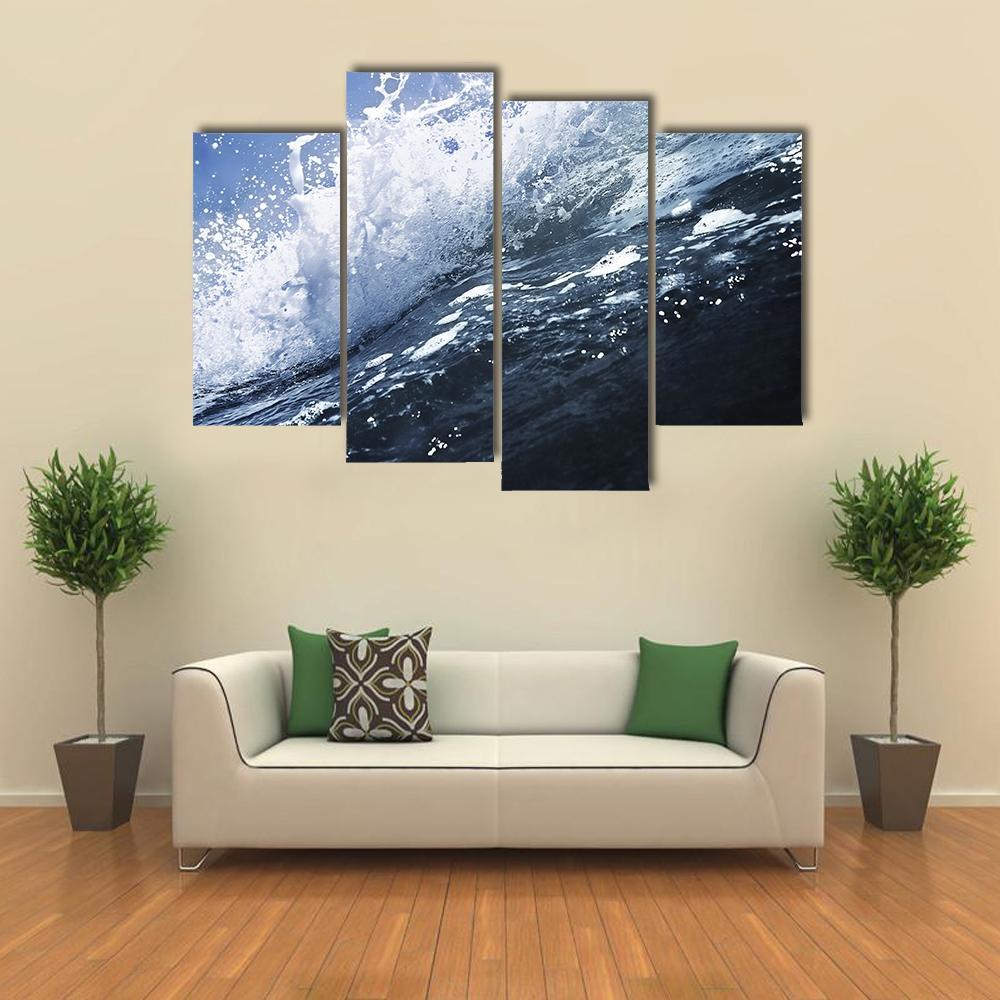 Deep Sea Wave Canvas Wall Art-4 Pop-Gallery Wrap-50" x 32"-Tiaracle