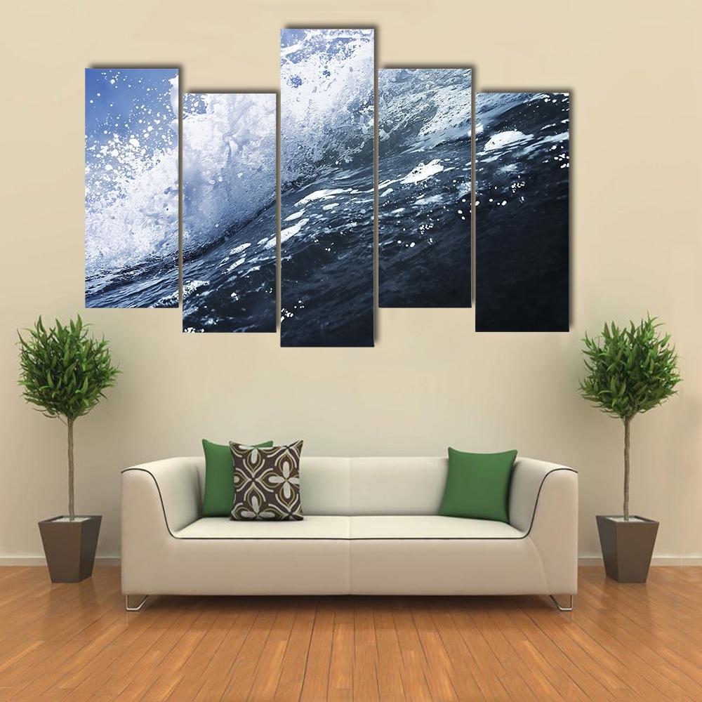 Deep Sea Wave Canvas Wall Art-5 Pop-Gallery Wrap-47" x 32"-Tiaracle