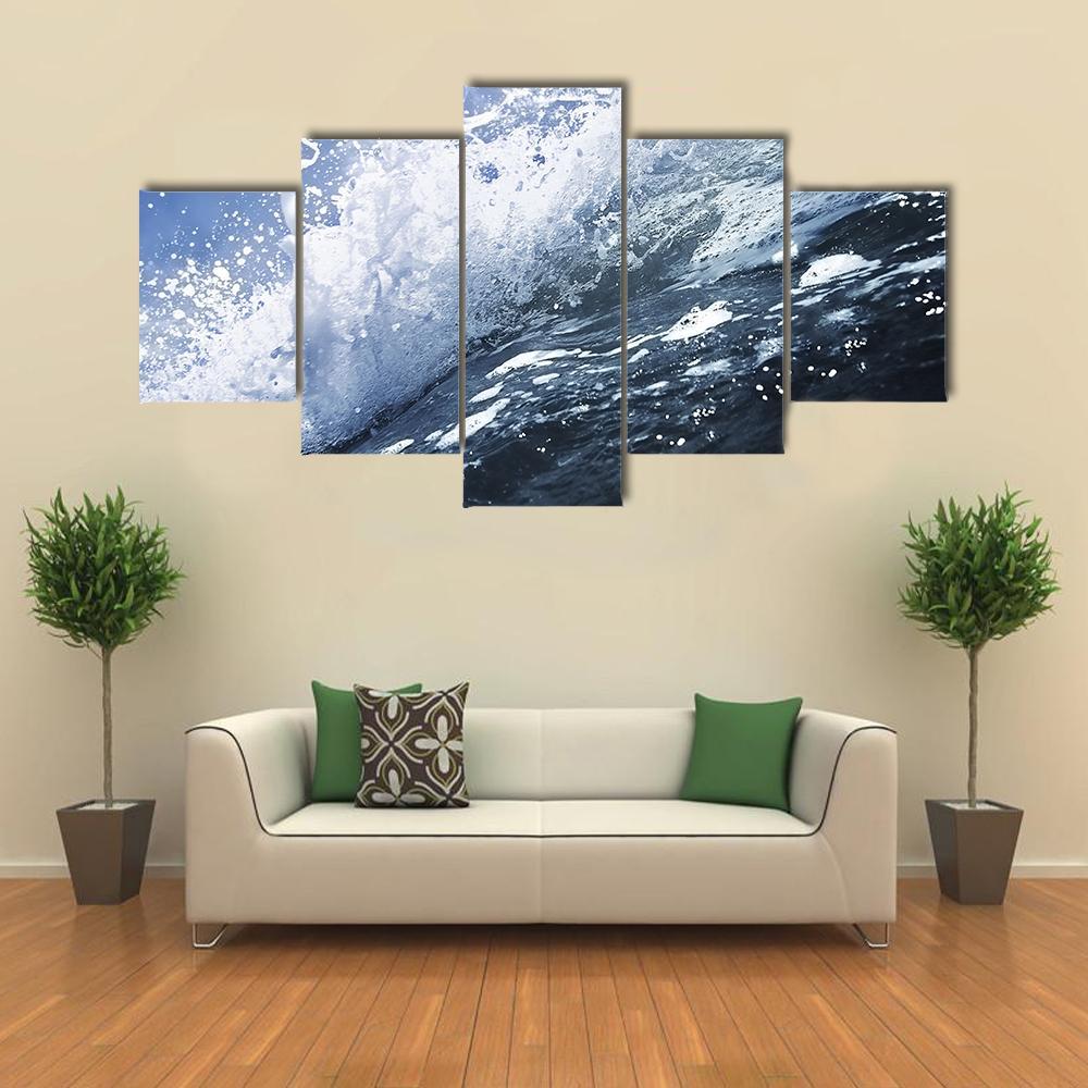 Deep Sea Wave Canvas Wall Art-5 Star-Gallery Wrap-62" x 32"-Tiaracle