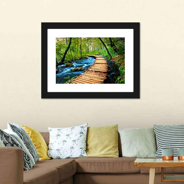Deep Forest Stream Canvas Wall Art-1 Piece-Framed Print-20" x 16"-Tiaracle