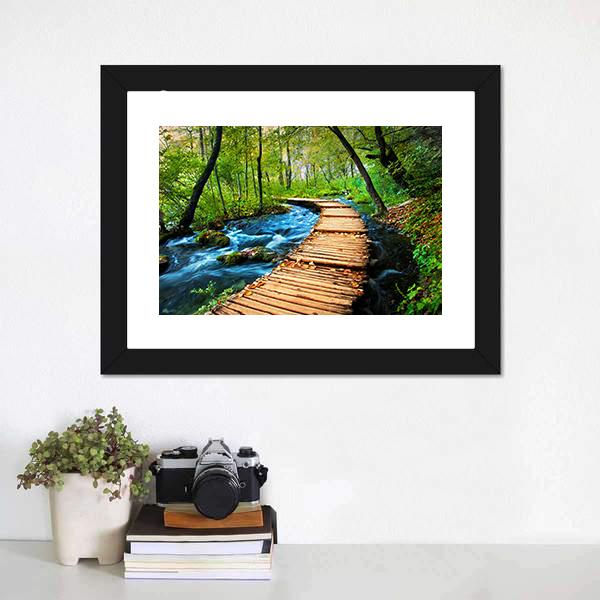 Deep Forest Stream Canvas Wall Art-5 Horizontal-Gallery Wrap-22" x 12"-Tiaracle