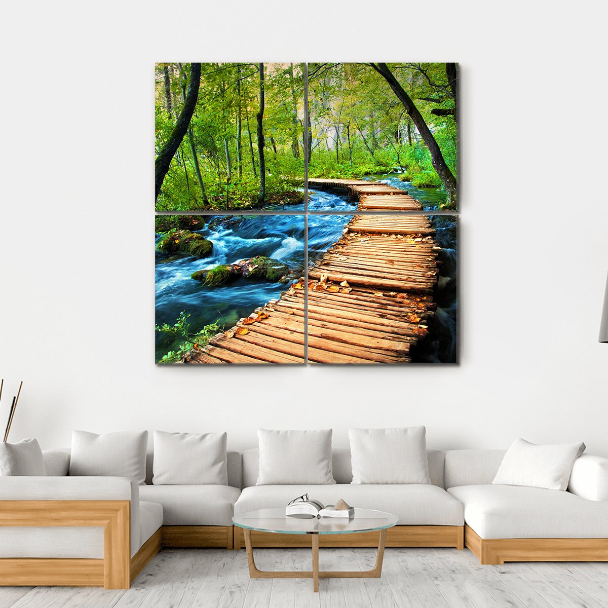 Deep Forest Stream Canvas Wall Art-4 Square-Gallery Wrap-17" x 17"-Tiaracle