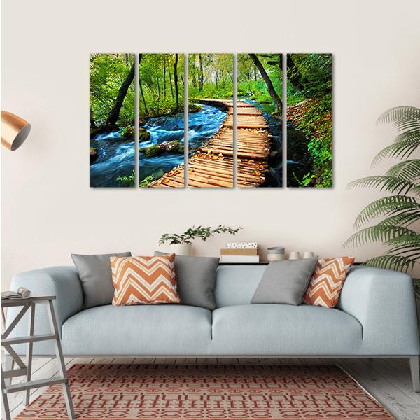 Deep Forest Stream Canvas Wall Art-5 Horizontal-Gallery Wrap-22" x 12"-Tiaracle