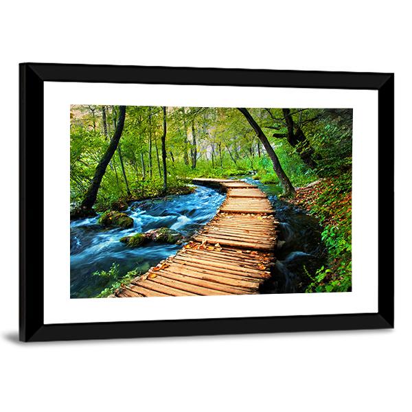 Deep Forest Stream Canvas Wall Art-3 Horizontal-Gallery Wrap-25" x 16"-Tiaracle