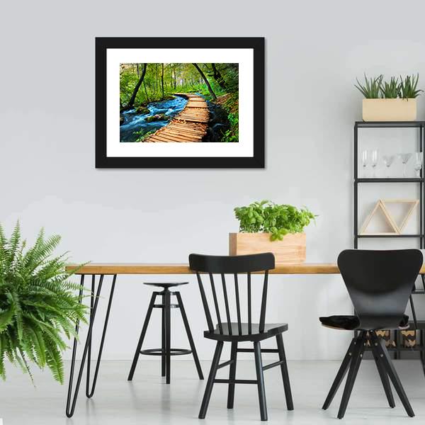 Deep Forest Stream Canvas Wall Art-3 Horizontal-Gallery Wrap-25" x 16"-Tiaracle
