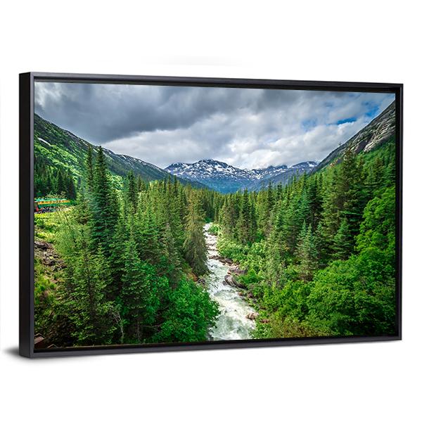Deep Forest Under Mountains Canvas Wall Art-3 Horizontal-Gallery Wrap-25" x 16"-Tiaracle