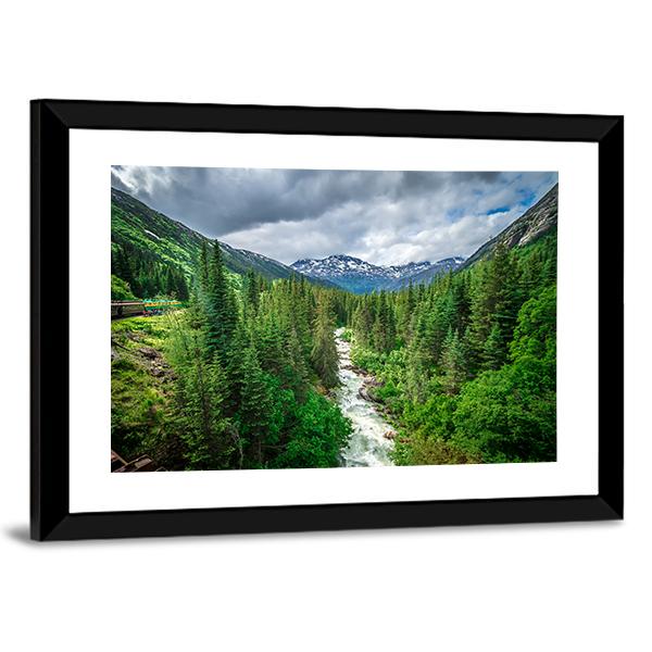 Deep Forest Under Mountains Canvas Wall Art-3 Horizontal-Gallery Wrap-25" x 16"-Tiaracle