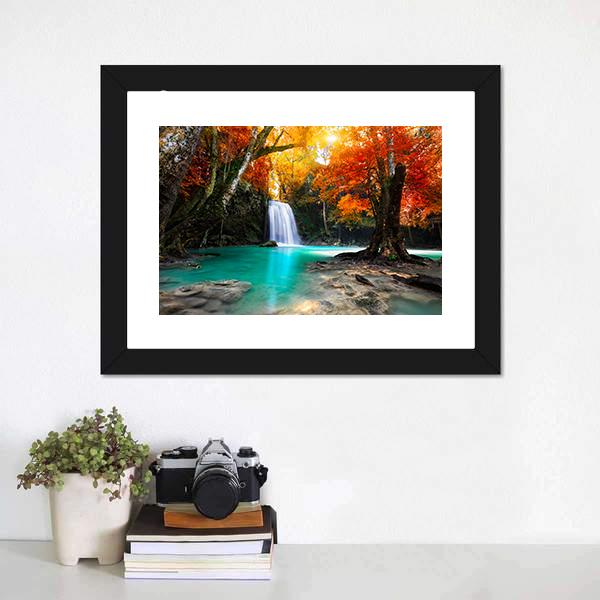 Deep Forest Waterfall Canvas Wall Art-5 Horizontal-Gallery Wrap-22" x 12"-Tiaracle