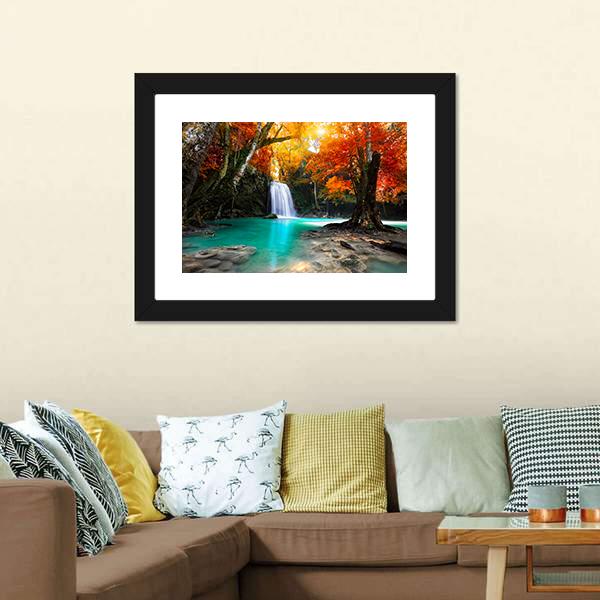 Deep Forest Waterfall Canvas Wall Art-1 Piece-Framed Print-20&quot; x 16&quot;-Tiaracle