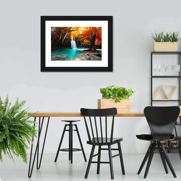 Deep Forest Waterfall Canvas Wall Art-3 Horizontal-Gallery Wrap-25" x 16"-Tiaracle