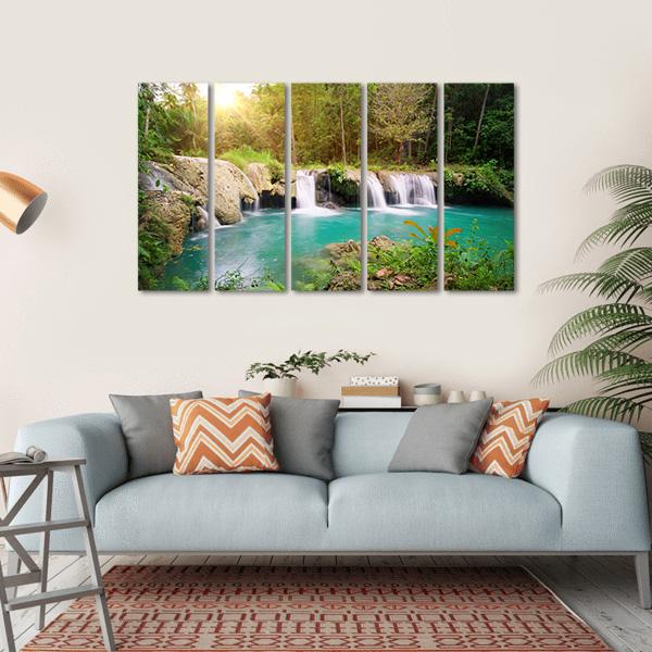Deep Forest Waterfall Philippines Canvas Wall Art-5 Horizontal-Gallery Wrap-22" x 12"-Tiaracle