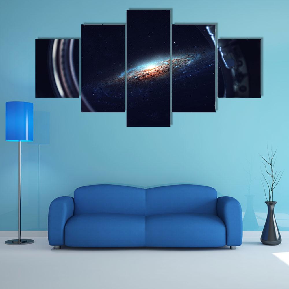 Deep Space Art Canvas Wall Art-5 Star-Gallery Wrap-42" x 21"-Tiaracle