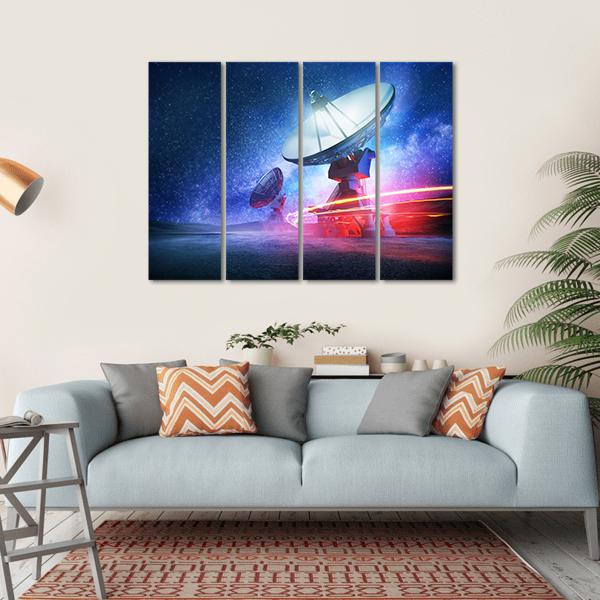 Deep Space Radio Telescope On A Milky Way Canvas Wall Art-4 Horizontal-Gallery Wrap-34" x 24"-Tiaracle