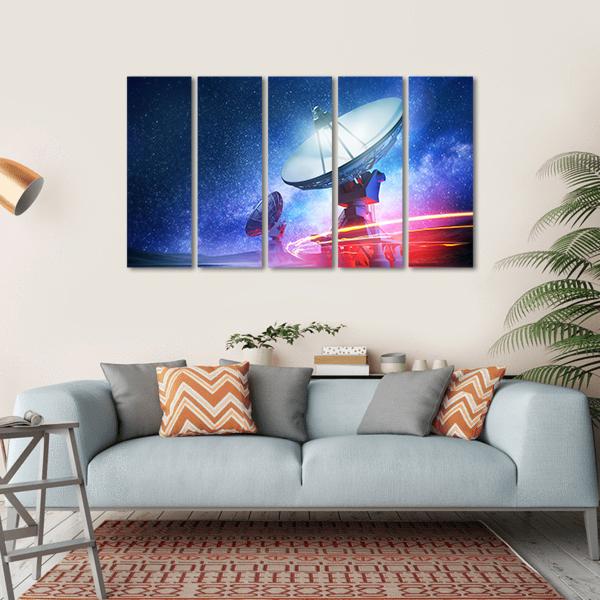 Deep Space Radio Telescope On A Milky Way Canvas Wall Art-5 Horizontal-Gallery Wrap-22" x 12"-Tiaracle