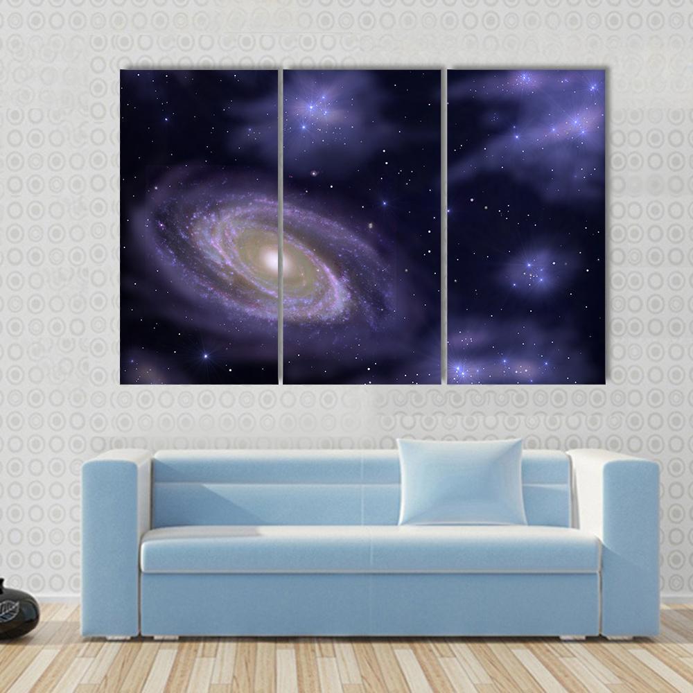 Deep Space Spiral Galaxy Canvas Wall Art-3 Horizontal-Gallery Wrap-37" x 24"-Tiaracle