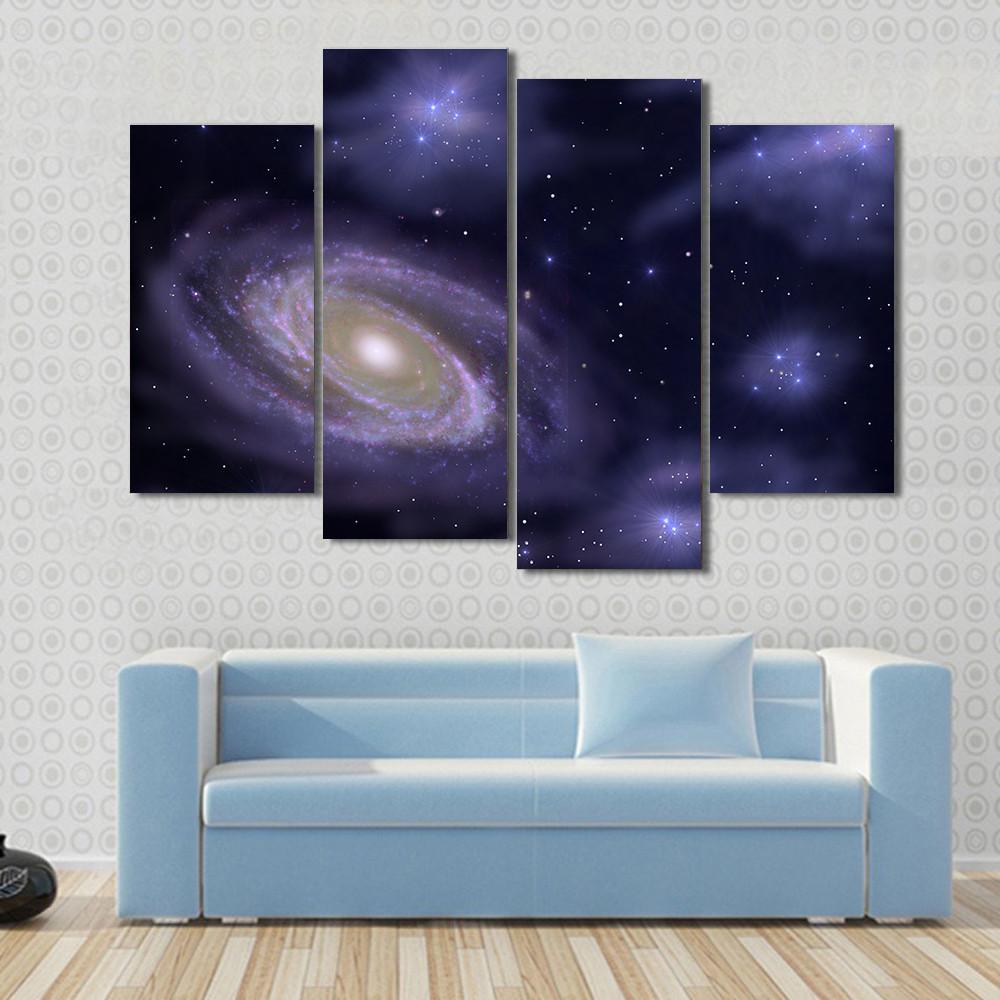 Deep Space Spiral Galaxy Canvas Wall Art-4 Pop-Gallery Wrap-50" x 32"-Tiaracle