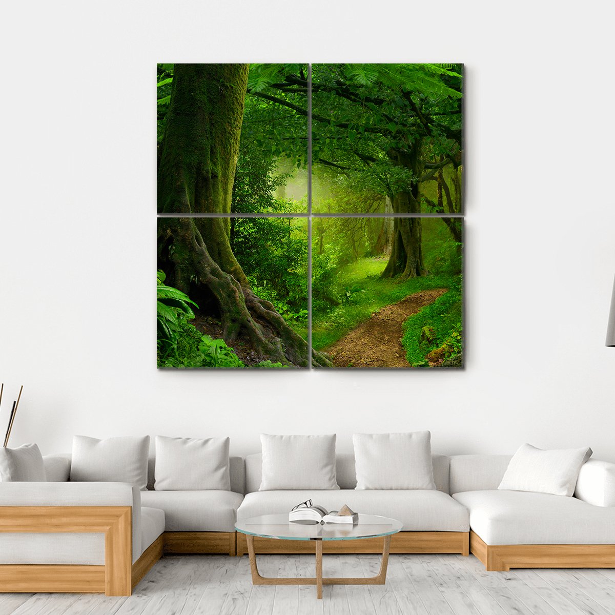 Deep Tropical Jungle Canvas Wall Art-4 Square-Gallery Wrap-17" x 17"-Tiaracle