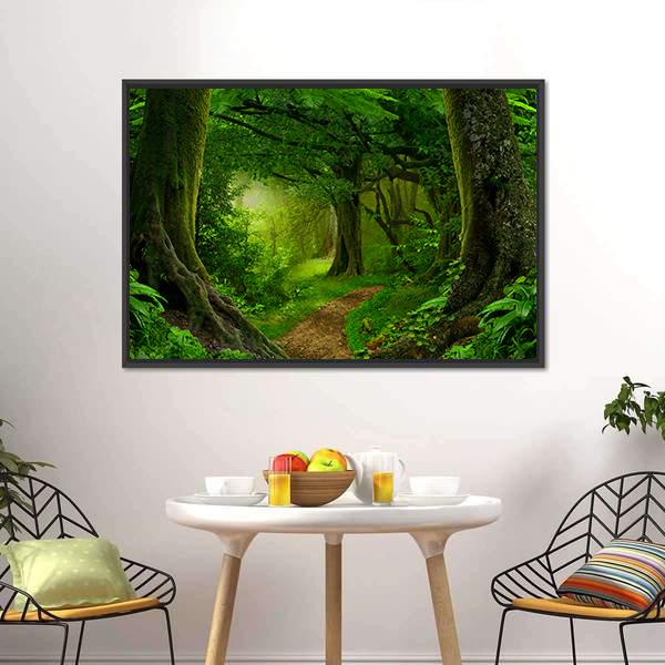 Deep Tropical Jungle Canvas Wall Art-1 Piece-Floating Frame-24" x 16"-Tiaracle