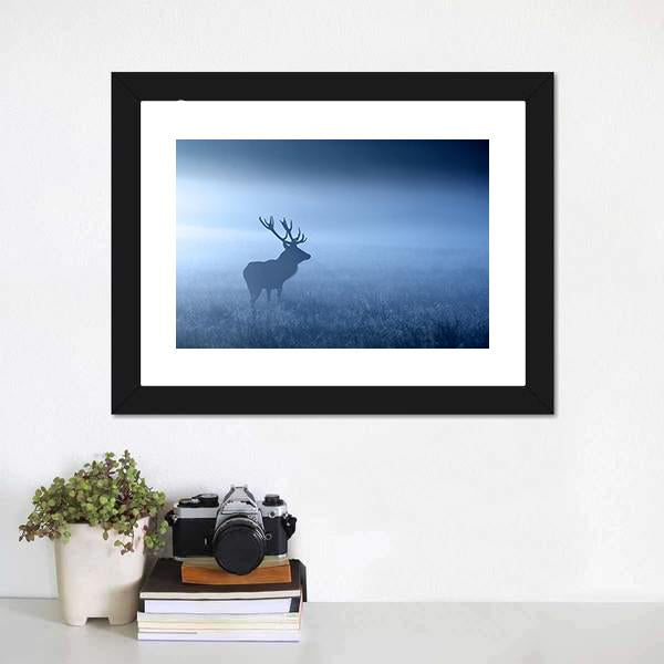 Deer In Fog Canvas Wall Art-5 Horizontal-Gallery Wrap-22" x 12"-Tiaracle