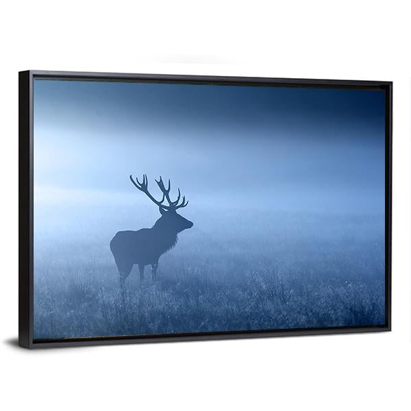 Deer In Fog Canvas Wall Art-5 Horizontal-Gallery Wrap-22" x 12"-Tiaracle