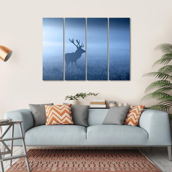 Deer In Fog Canvas Wall Art-4 Horizontal-Gallery Wrap-34" x 24"-Tiaracle