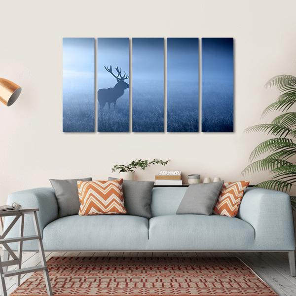 Deer In Fog Canvas Wall Art-5 Horizontal-Gallery Wrap-22" x 12"-Tiaracle