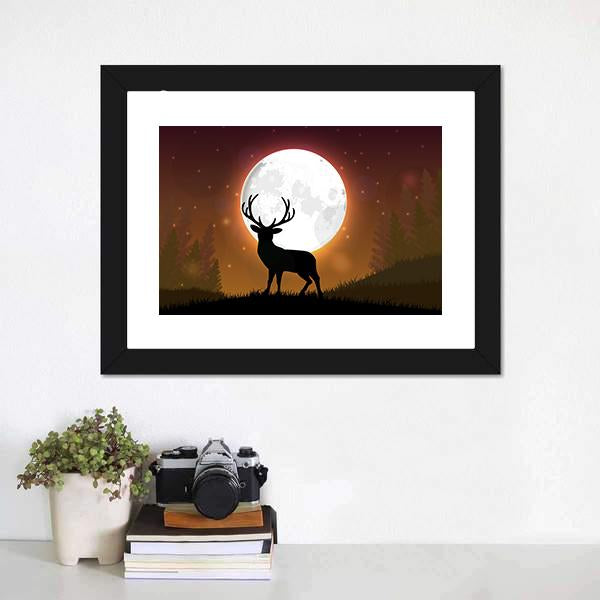 Deer On Hill Canvas Wall Art-1 Piece-Framed Print-30" x 20"-Tiaracle
