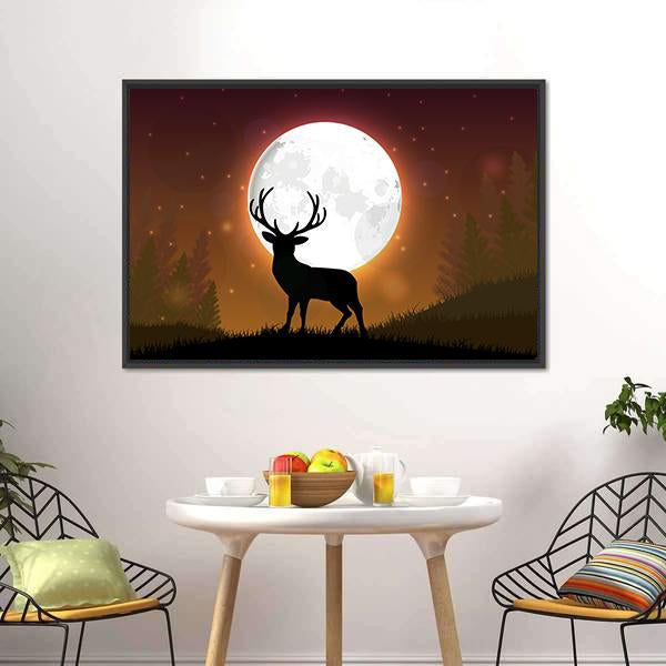 Deer On Hill Canvas Wall Art-5 Horizontal-Gallery Wrap-22" x 12"-Tiaracle