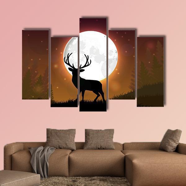 Deer On Hill Canvas Wall Art-4 Pop-Gallery Wrap-50" x 32"-Tiaracle