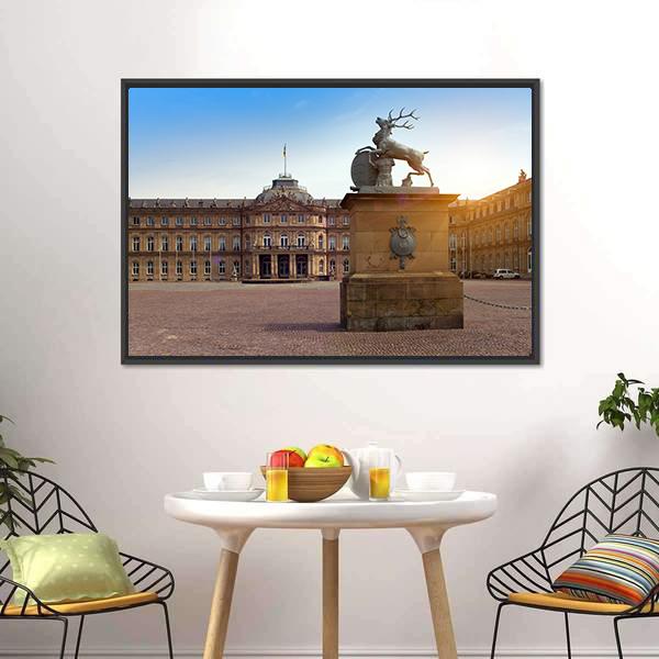 Deer sculpture In Germany Canvas Wall Art-1 Piece-Floating Frame-24" x 16"-Tiaracle