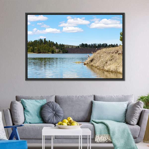 Deerfield Lake Panoramic Canvas Wall Art-1 Piece-36" x 12"-Tiaracle