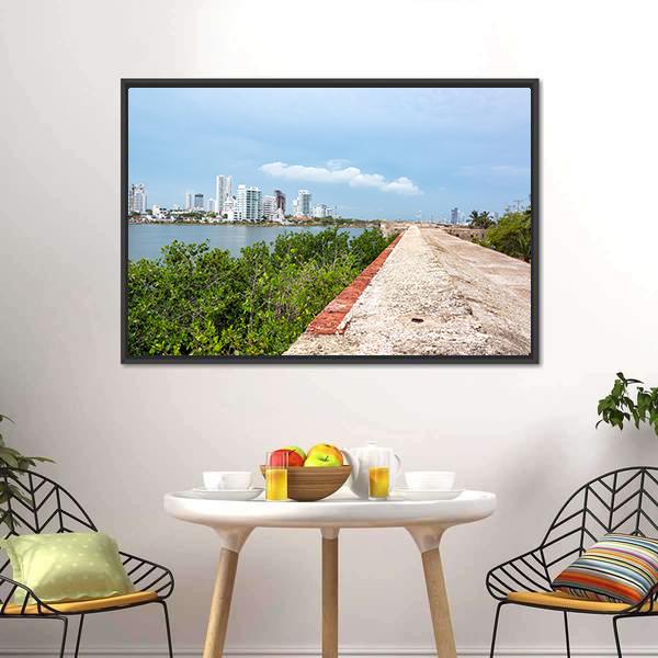 Defensive Wall Of Cartagena Canvas Wall Art-3 Horizontal-Gallery Wrap-25" x 16"-Tiaracle