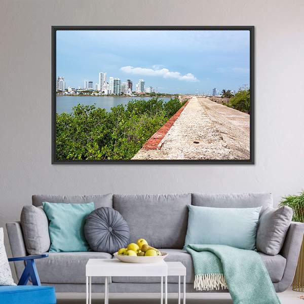 Defensive Wall Of Cartagena Canvas Wall Art-3 Horizontal-Gallery Wrap-25" x 16"-Tiaracle