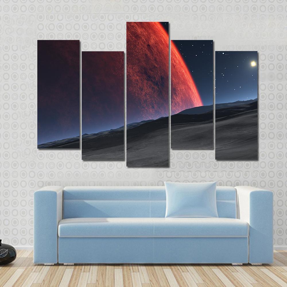 Deimos With Red Planet Canvas Wall Art-5 Pop-Gallery Wrap-47" x 32"-Tiaracle