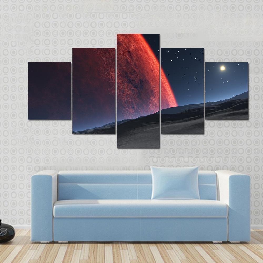 Deimos With Red Planet Canvas Wall Art-5 Pop-Gallery Wrap-47" x 32"-Tiaracle