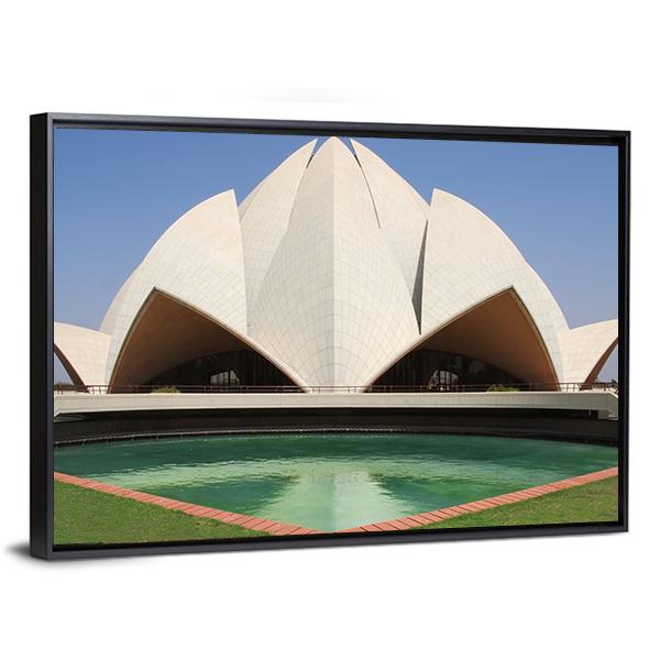 Delhi Lotus Temple Canvas Wall Art-3 Horizontal-Gallery Wrap-25" x 16"-Tiaracle