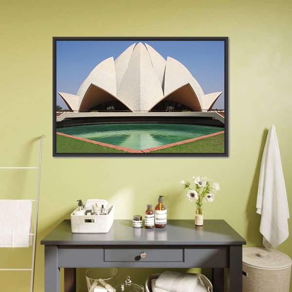Delhi Lotus Temple Canvas Wall Art-3 Horizontal-Gallery Wrap-25" x 16"-Tiaracle