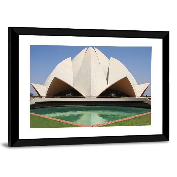Delhi Lotus Temple Canvas Wall Art-3 Horizontal-Gallery Wrap-25" x 16"-Tiaracle