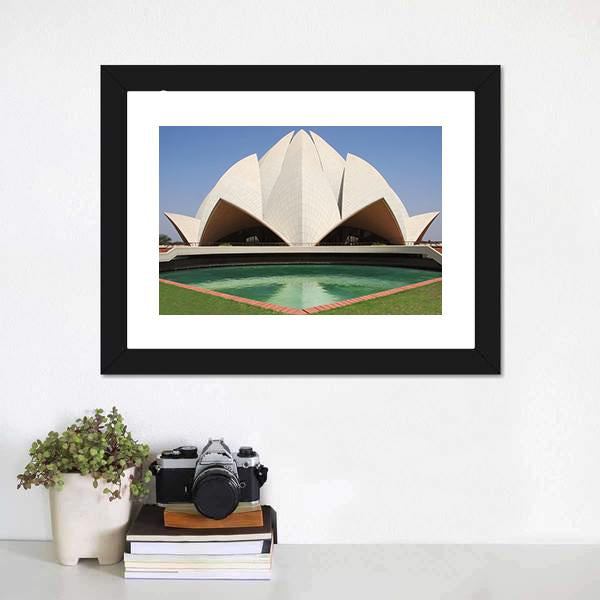 Delhi Lotus Temple Canvas Wall Art-3 Horizontal-Gallery Wrap-25" x 16"-Tiaracle