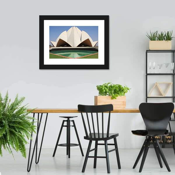 Delhi Lotus Temple Canvas Wall Art-3 Horizontal-Gallery Wrap-25" x 16"-Tiaracle