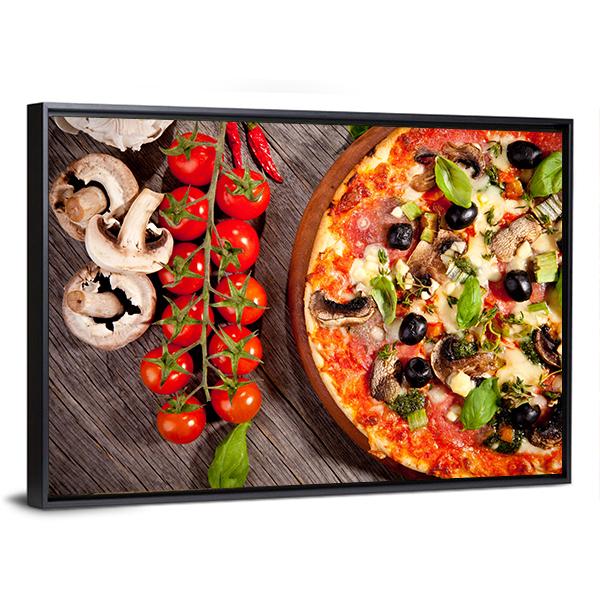 Delicious Fresh Pizza Canvas Wall Art-3 Horizontal-Gallery Wrap-25&quot; x 16&quot;-Tiaracle