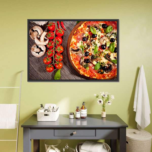 Delicious Fresh Pizza Canvas Wall Art-3 Horizontal-Gallery Wrap-25&quot; x 16&quot;-Tiaracle