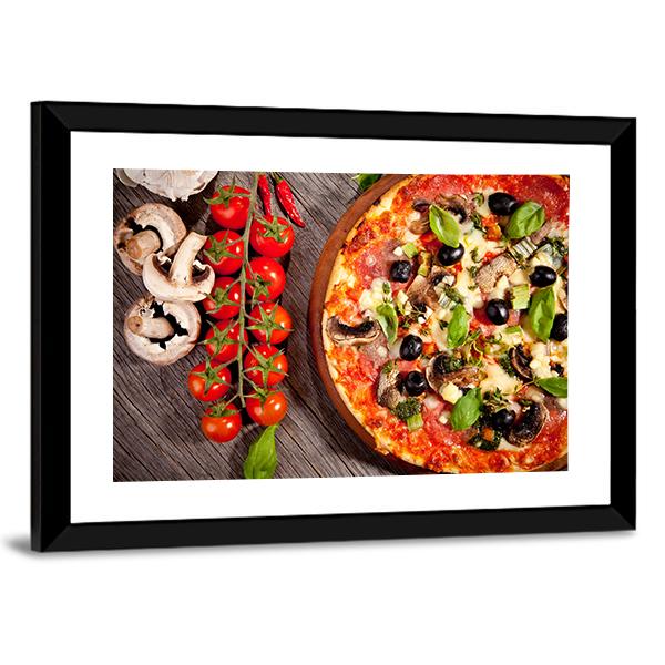Delicious Fresh Pizza Canvas Wall Art-3 Horizontal-Gallery Wrap-25" x 16"-Tiaracle