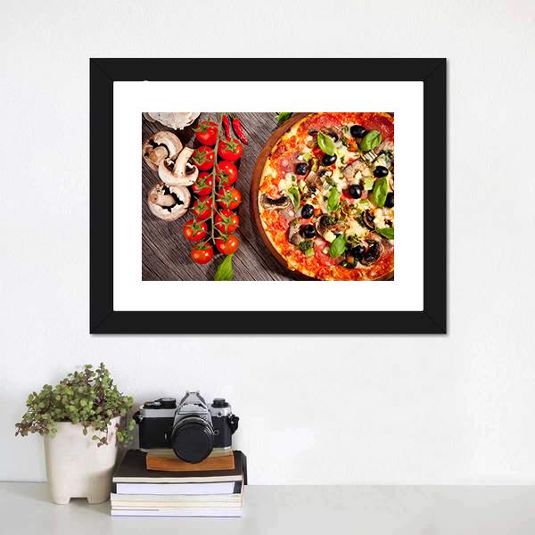 Delicious Fresh Pizza Canvas Wall Art-3 Horizontal-Gallery Wrap-25&quot; x 16&quot;-Tiaracle