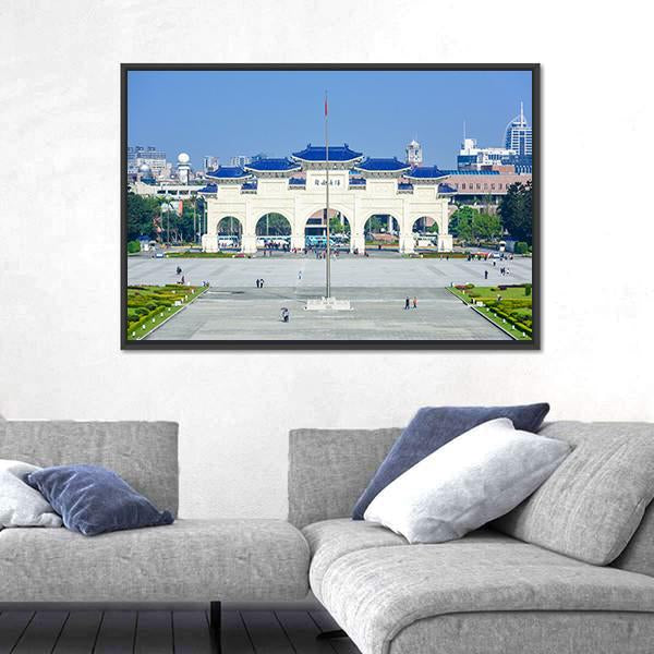 Democracy Memorial Hall In Taipei Canvas Wall Art-1 Piece-Floating Frame-24" x 16"-Tiaracle