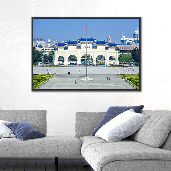 Democracy Memorial Hall In Taipei Canvas Wall Art-1 Piece-Floating Frame-24" x 16"-Tiaracle