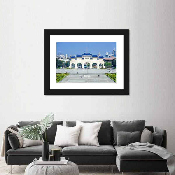 Democracy Memorial Hall In Taipei Canvas Wall Art-1 Piece-Framed Print-20" x 16"-Tiaracle