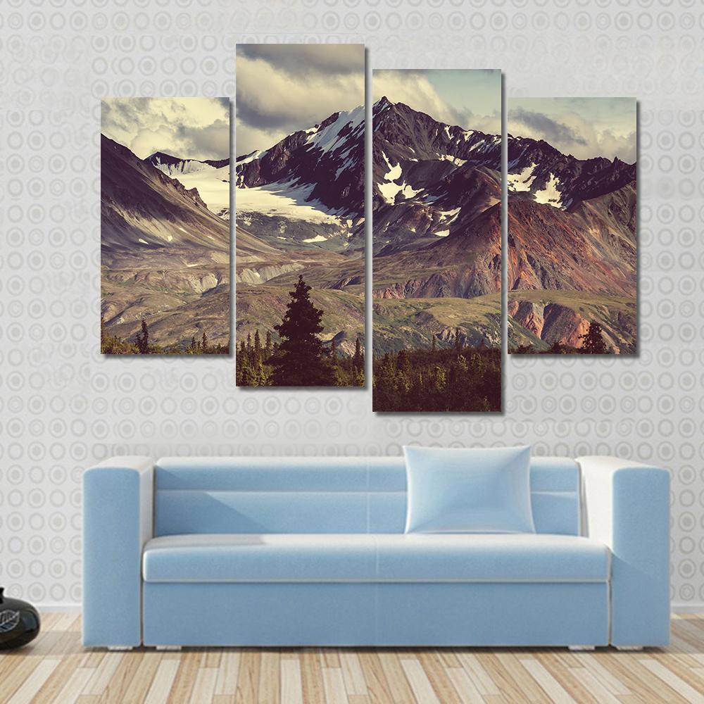 Denali Mountain Alaska Canvas Wall Art-4 Pop-Gallery Wrap-50&quot; x 32&quot;-Tiaracle