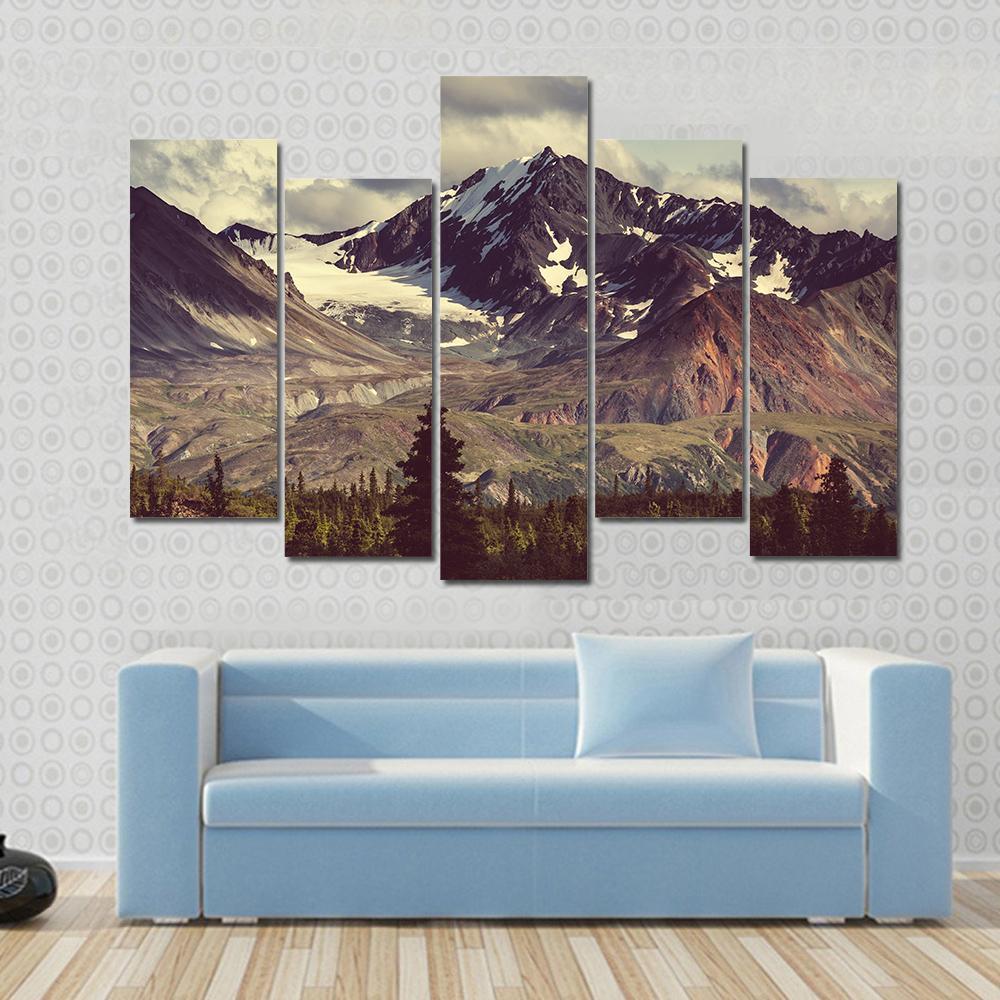 Denali Mountain Alaska Canvas Wall Art-5 Pop-Gallery Wrap-47" x 32"-Tiaracle