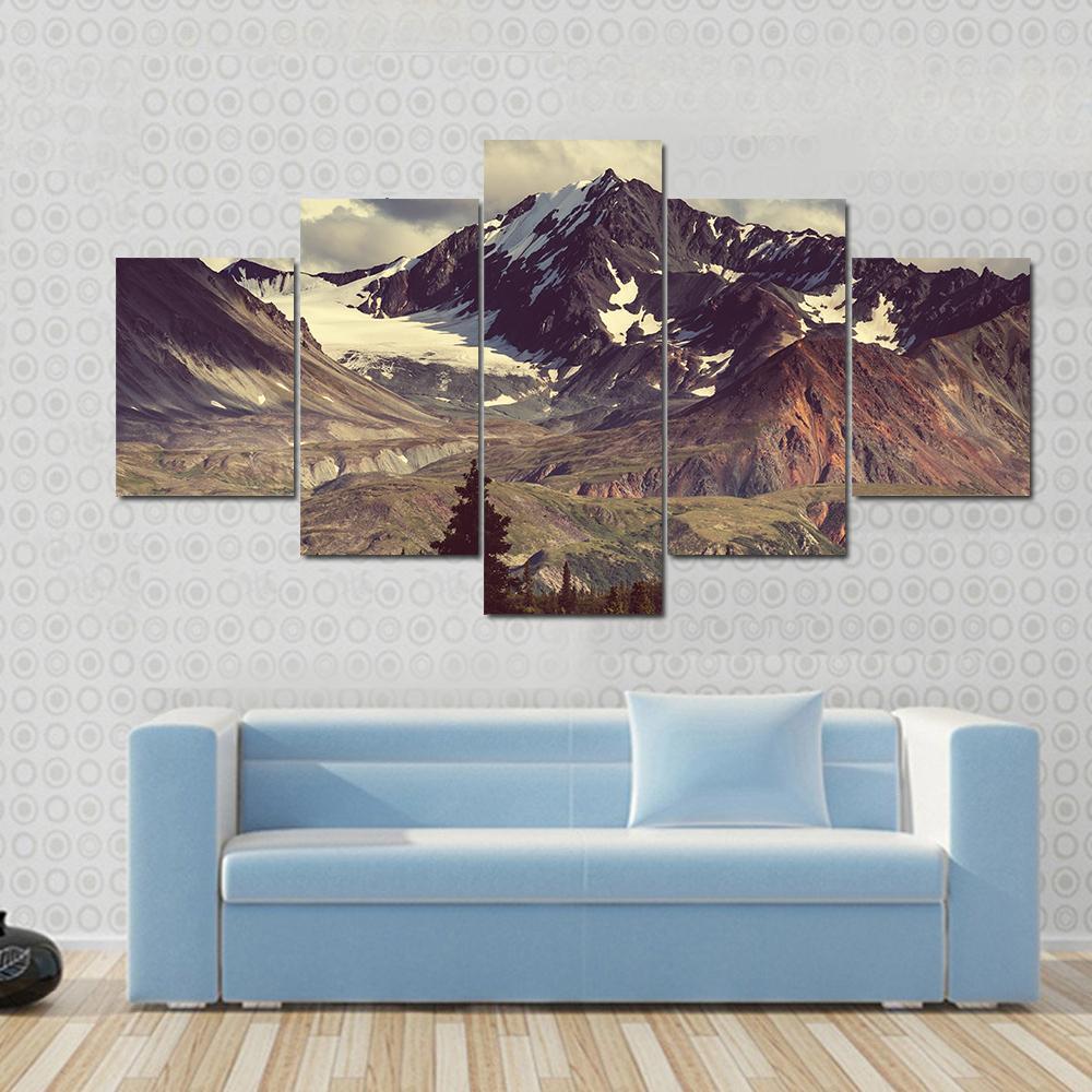 Denali Mountain Alaska Canvas Wall Art-5 Star-Gallery Wrap-62" x 32"-Tiaracle